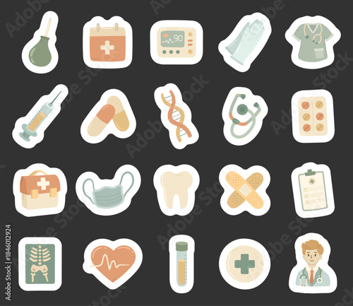 Medicine set in scandinavian style presents essential medical tools for healthcare professionals using clinical equipment in supportive modern treatment illustration projects