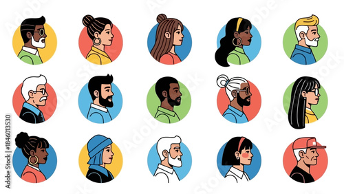 Diverse People Profile Avatars Vector Illustration - A Collection of Diverse Faces