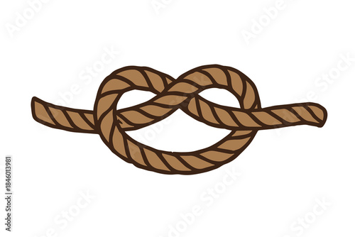 A simple vector symbol shows a brown rope formed into a clean minimal shape, using smooth lines and subtle texture to represent strength, connection, and classic nautical or rustic themes.