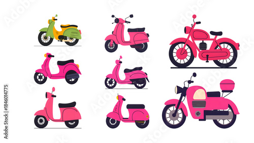 vector set of scooter