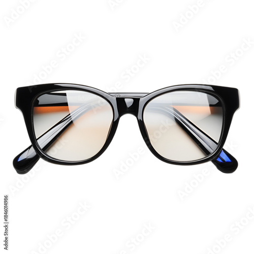 Modern Black Rectangular Reading Glasses Isolated on White