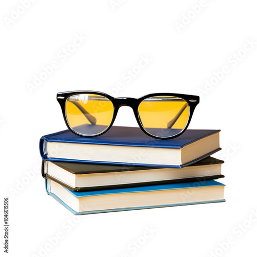 Modern Black Rectangular Reading Glasses Isolated on White