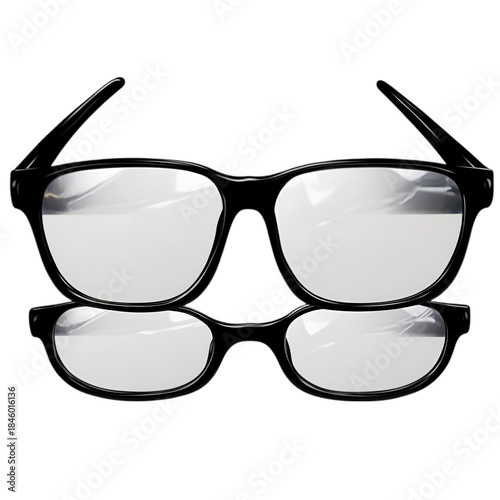 Modern Black Rectangular Reading Glasses Isolated on White