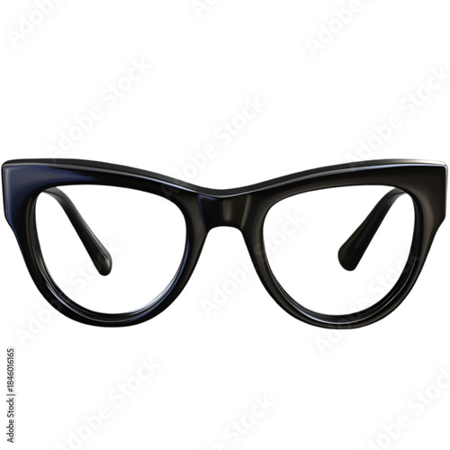 Modern Black Rectangular Reading Glasses Isolated on White