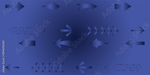A collection of blue arrow icons on a dark background. Various arrow designs, including curved, straight, and directional arrows. Blue arrows in multiple styles. Element vector set.