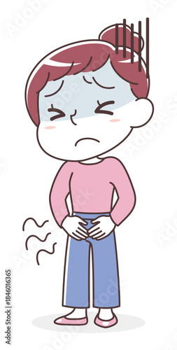 下腹部痛に苦しむ女性（生理痛・月経困難症・婦人科系疾患・腹痛）