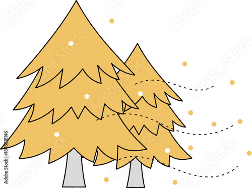 花粉を出す杉の木単色