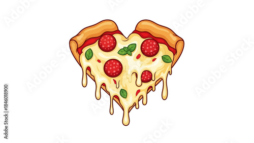 Delicious slice of melted cheese pizza with fresh basil leaves and tomatoes