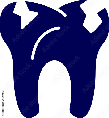 Silhouette vector of broken tooth. Solid style icon of broken tooth. Broken Tooth Glyph Icon Design. A broken tooth illustration. 