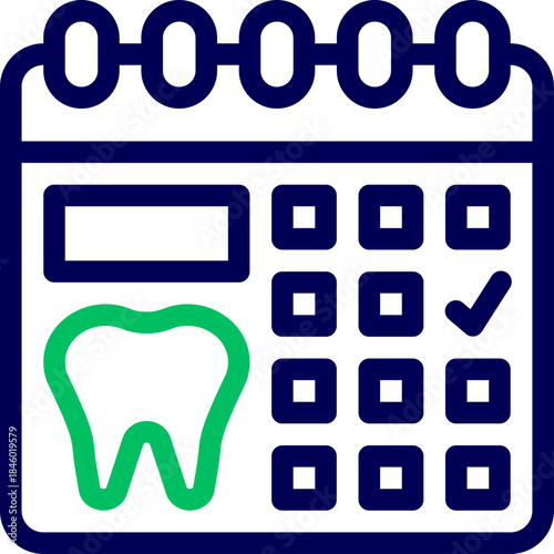 vector icon of Dental care calendar. Dental Appointment Icon. Dental appointment calendar icon. Tooth Calendar Icon, Dental Appointment Planner. 