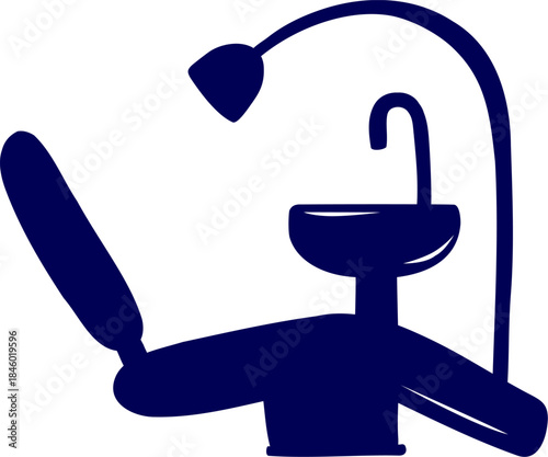 Silhouette vector of Dental chair. Solid style Dental Chair Icon. Dentist Chair Glyph Icon. Dental Chair sign. Dental Chair with Lamp Clip art, Dentist Equipment Vector Illustration.