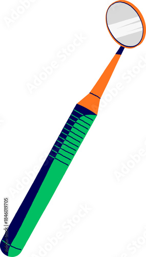 Vector of Dental mirror. Flat design dental mirror. Dental Mirror Tool for Examination Illustration. 