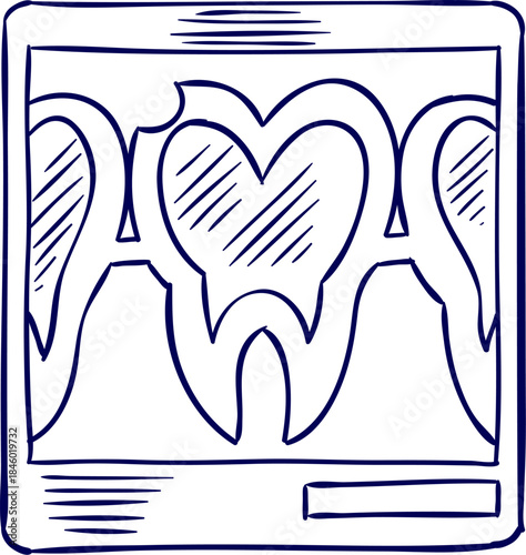 vector illustration of Dental x-ray. dental image icon. orthodontics dental xray. Dental X-ray image of a tooth. 