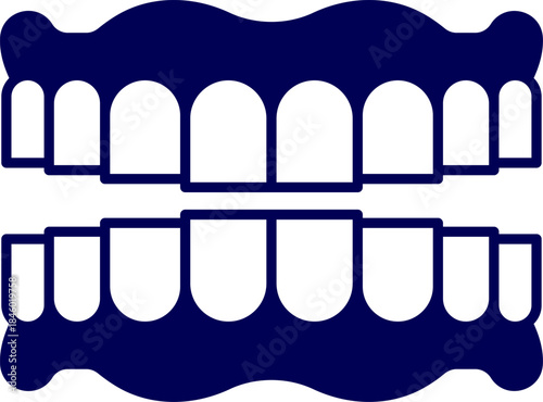 Silhouette Vector of Denture. Solid style denture icon. denture sign on white background. denture dental care icon vector illustration. 