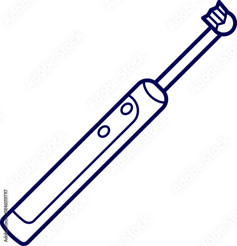 Line art vector of a Electric Toothbrush. Outline of electric toothbrush displaying the modern approach to oral hygiene and dental wellness. Electric toothbrush icon. simple, flat, black, outline.