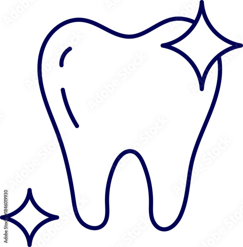 Vector of Shining clean tooth. Healthy tooth sparkle. icon of a shiny tooth with a sparkle, symbolizing dental hygiene, clean teeth, and oral care.