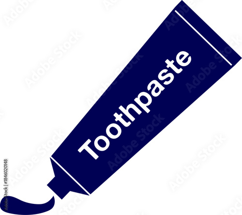 Silhouette vector of toothpaste tube squeezing paste. Solid toothpaste tube with a tooth logo. Icon of Toothpaste is squeezed out of the tube. Tube of toothpaste. squeezed toothpaste tube. 