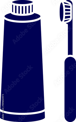 toothbrush and toothpaste flat black solid vector. toothbrush toothpaste icon for dental hygiene branding and web use. 