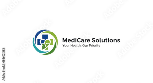 Healthcare Medic Hospital Clinical Logo – Medical Plus and Heart Symbol for Clinic and Health Services