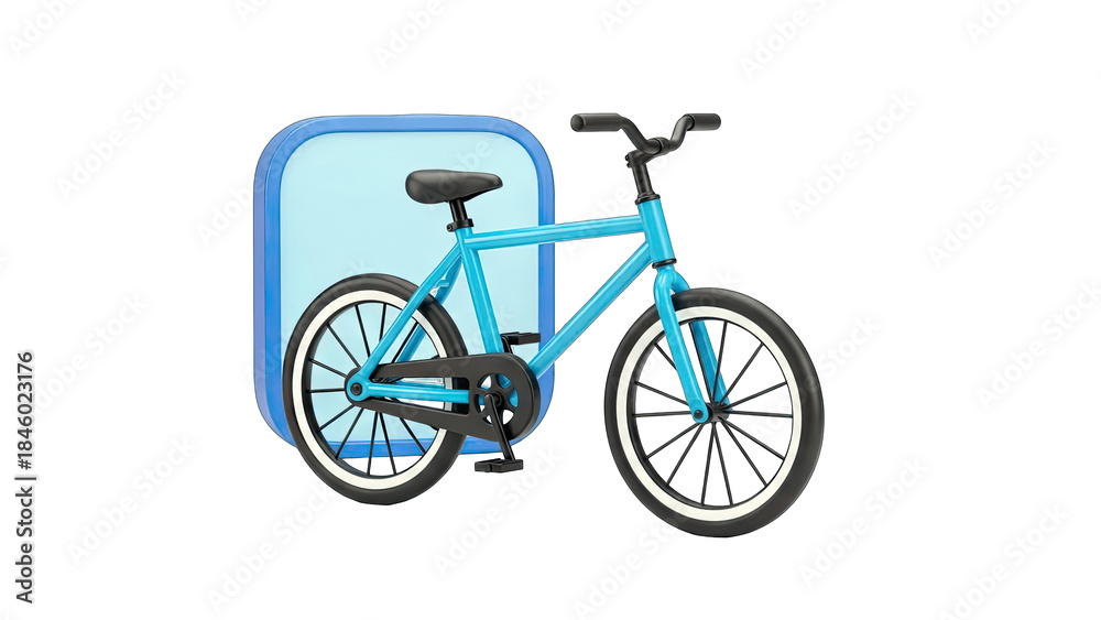 Fototapeta premium 3D Rendered Blue Bicycle with Background on White