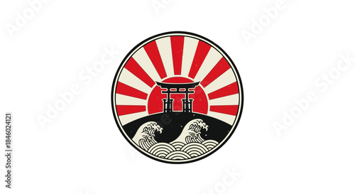 Sea Japanese Torii Gate Logo Design – Traditional Shinto Shrine Symbol for Cultural and Business Branding
