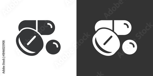 Pills, Capsules, and Tablets icon. Solid glyph series icon