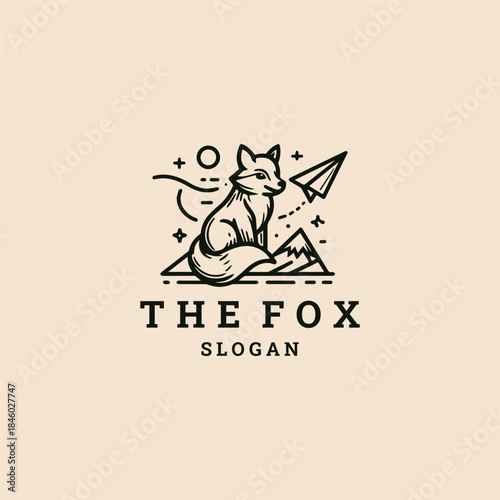 Fox logo style icon design template vector illustration