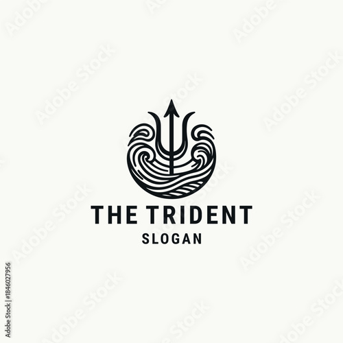 Trident logo style icon design template vector illustration