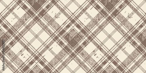 A vintage brown and cream plaid pattern that evokes a warm, rustic feel.