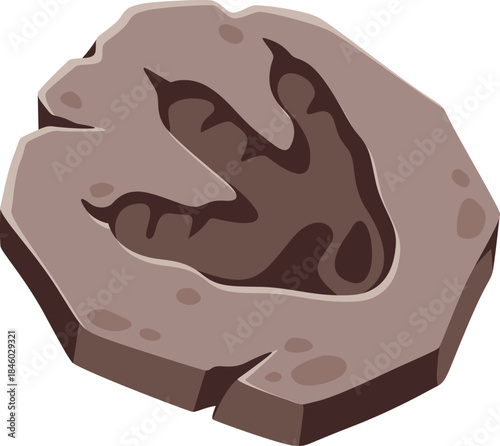 Ancient Dinosaur Footprint Fossil Illustration