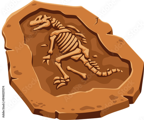 Ancient Dinosaur Skeleton Fossil Illustration