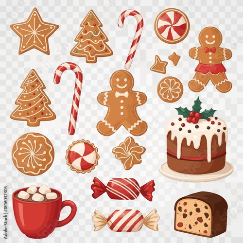 Delightful festive holiday sweets gingerbread, candy, and baked desserts