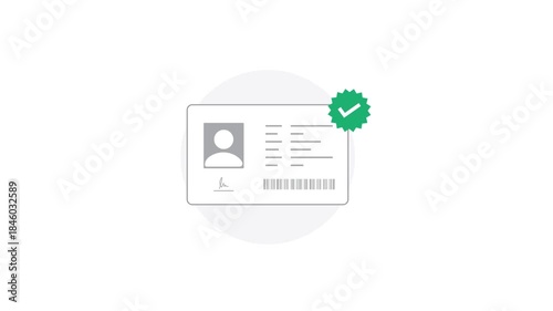 4k Identification Card with Approved Icon. Verified ID Concept Animation Video
