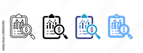 Cost Analysis icon set multiple style collection