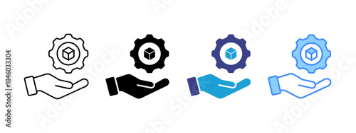 Service icon set multiple style collection