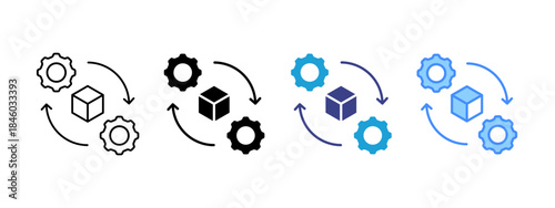 Production icon set multiple style collection