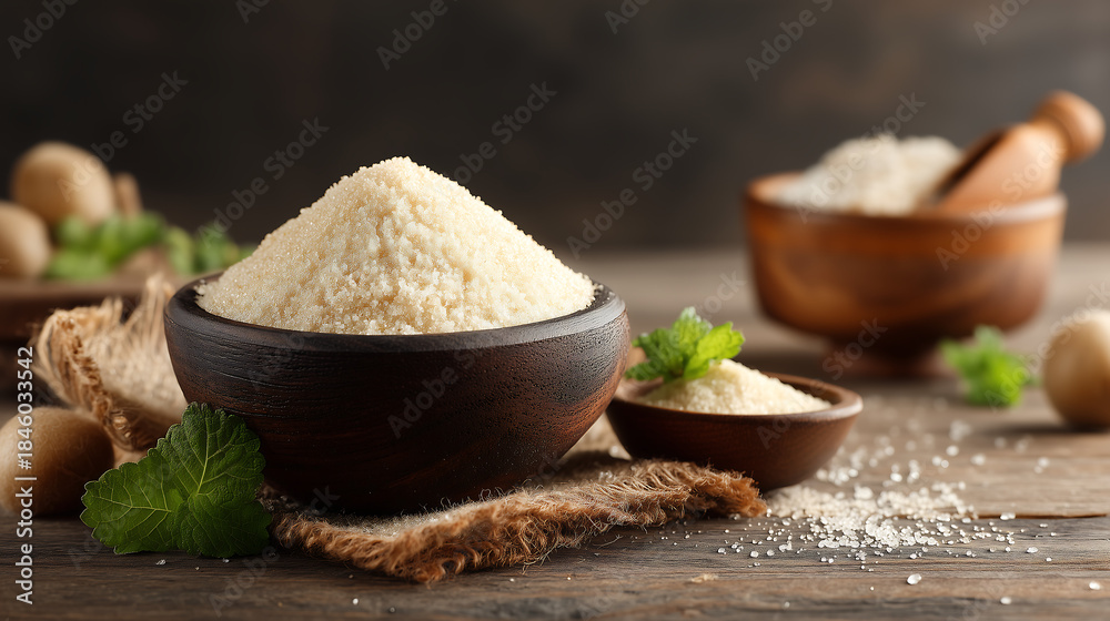 Fototapeta premium Monk Fruit Sweetener in Bowl, Natural Sugar Alternative Concept
