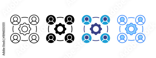 Team Coordination icon set multiple style collection