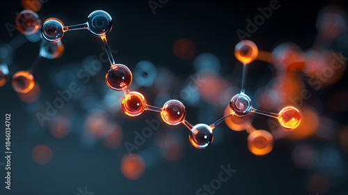 Abstract Blue and Orange Molecular Structure Connected in Dark Space 