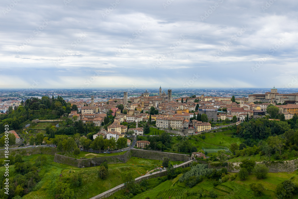 Fototapeta premium Panoramic view of Bergamo skyline - Bergamo, Italy