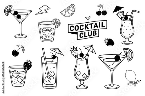 cocktail vector set