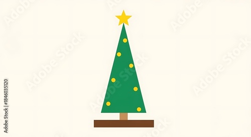 Simple Christmas Tree with Star and Ornaments.