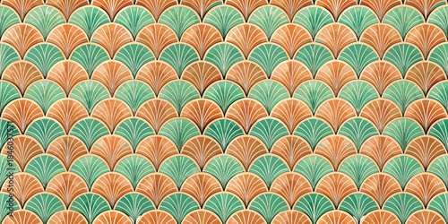 Colorful fan-shaped pattern in teal and orange tones, perfect for a stylish backdrop or textile design.