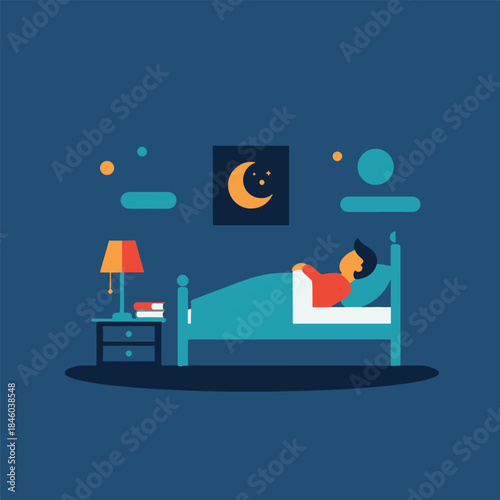 Person Sleeping Peacefully in Bed at Night