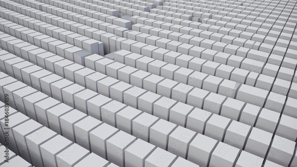 Obraz premium White cubes in grid pattern with one cube standing out in minimalist style with soft lighting for abstract background