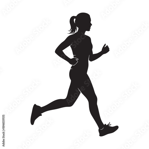 Woman running silhouette Keywords: woman, running, jogging, athlete, fitness, exercise