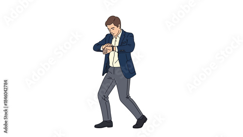 Businessman checking the time on his watch, a concept of urgency and time management