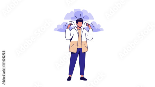 Illustration depicting a person experiencing mental health issues or psychological pressure