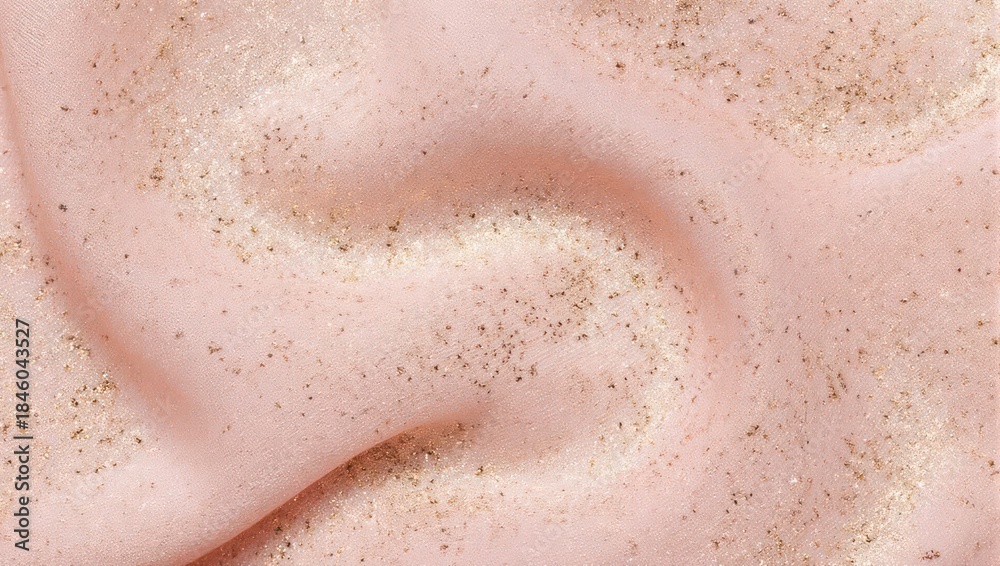 Fototapeta premium Close-up of swirling, light pink, creamy texture with flecks of gold