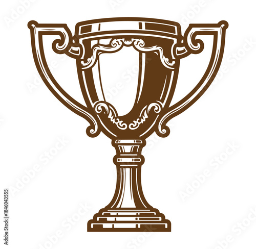 Brown decorative trophy cup vector illustration award symbol isolated on white background